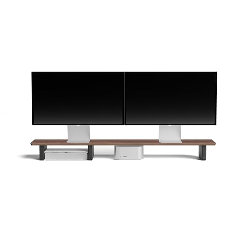 Schreibtischregal Cockpit-System Monitorständer Schreibtisch-Organizer Dual Screen Setup Riser (Walnuss, Full Length v2.0 | 116cm) von Raico