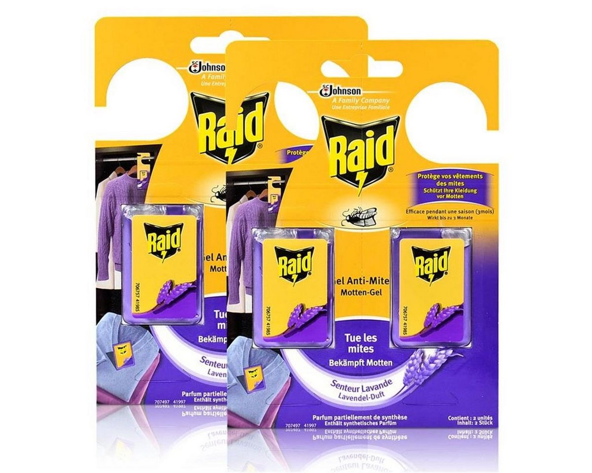 Raid Insektenfalle 2x Raid Motten-Gel Lavendel-Duft - Wirkt bis zu 3 Monate - Schützt Ihr von Raid
