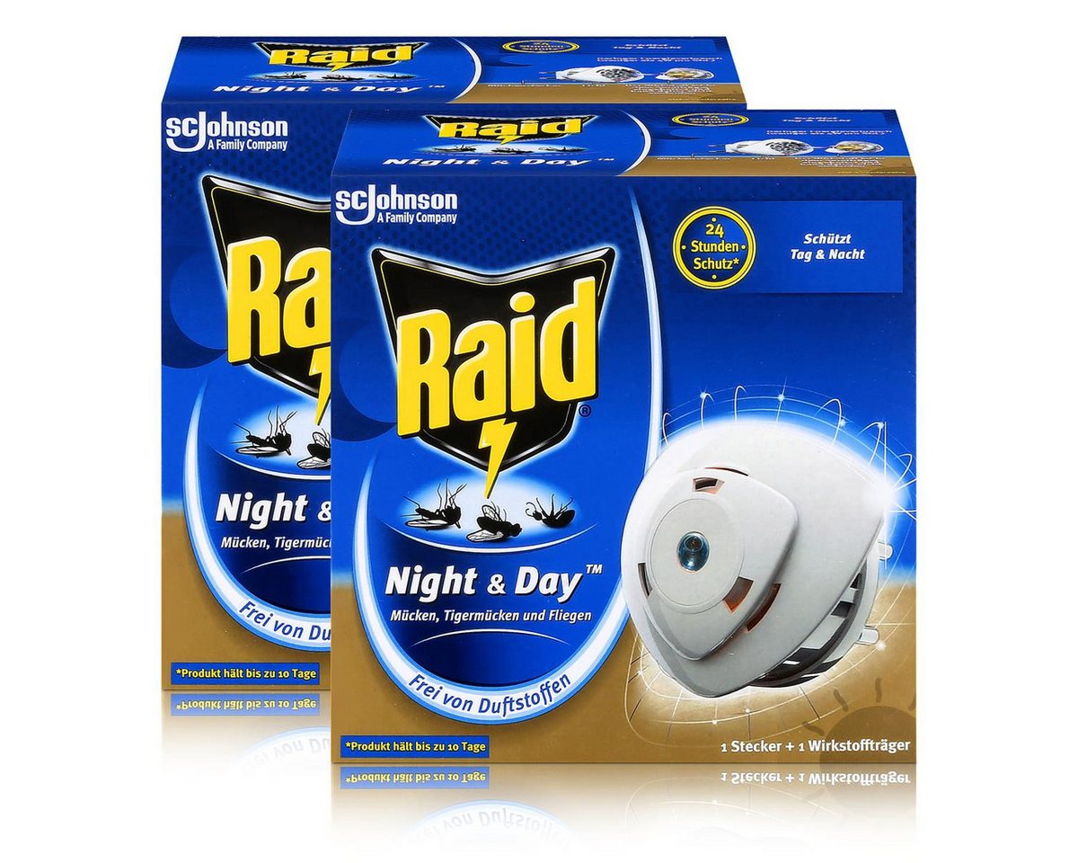 Raid Insektenfalle 2x Raid Night & Day Trio Insekten Stecker & Nachfüller, gegen Mücken von Raid