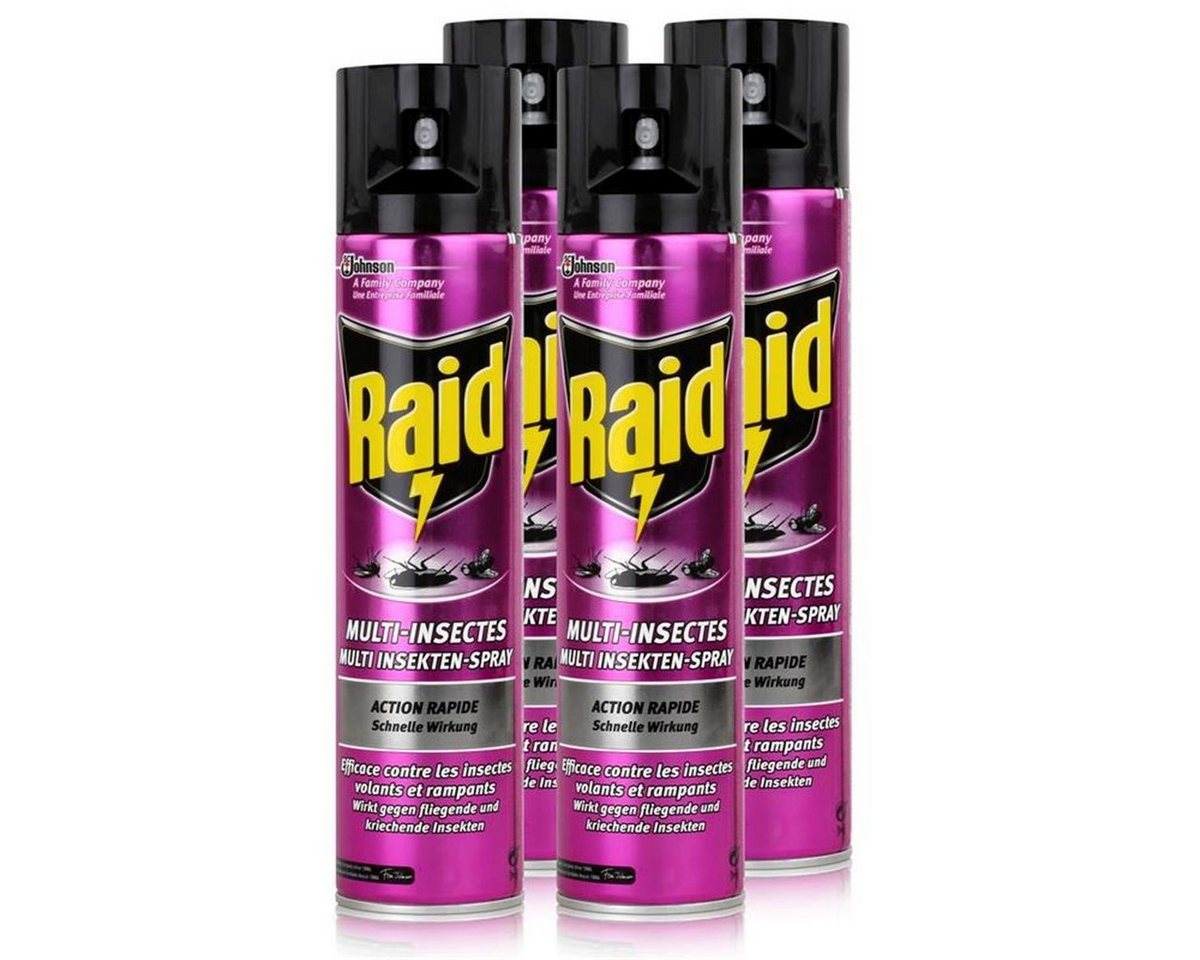 Raid Insektenfalle 4x Raid Multi Insekten-Spray Frischer Duft 400 ml - Wirkt sicher und s von Raid