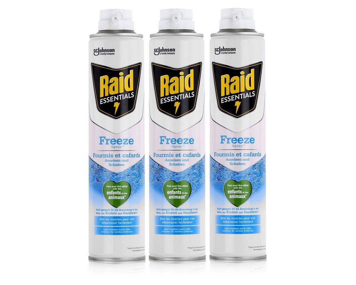 Raid Insektenfalle Raid Essentials Freeze Spray 350ml - Lässt Insekten erstarren (3er Pac von Raid