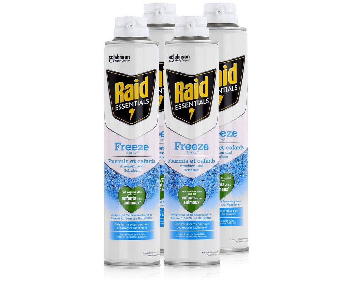 Raid Insektenfalle Raid Essentials Freeze Spray 350ml - Lässt Insekten erstarren (4er Pac von Raid