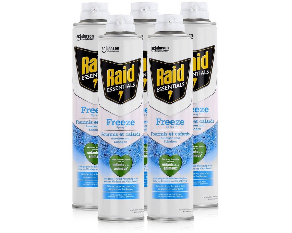 Raid Insektenfalle Raid Essentials Freeze Spray 350ml - Lässt Insekten erstarren (5er Pac von Raid
