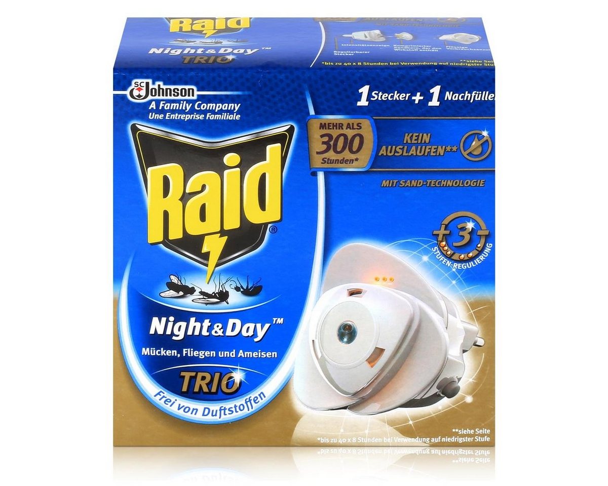 Raid Insektenfalle Raid Night & Day Trio Insekten Stecker & Nachfüller, gegen Mücken, Fli von Raid