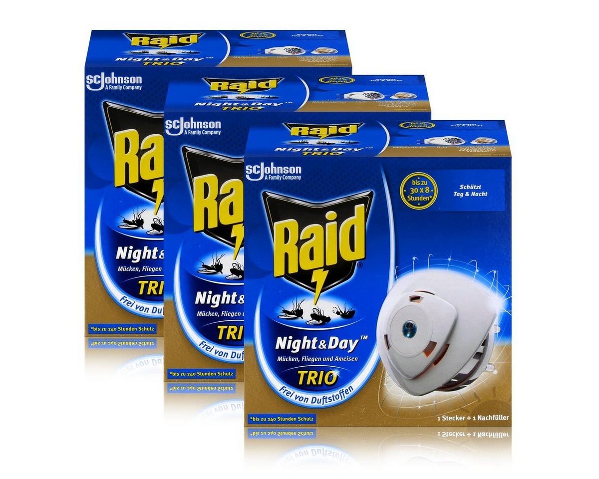 Raid Insektenfalle Raid Night & Day Trio Insekten Stecker & Nachfüller, gegen Mücken (3er von Raid