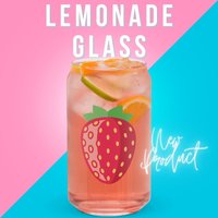 Erdbeerlimonade - Dosenförmiges Glas | Party Bedruckte Glaswaren Limonadenglas Cocktailglas von RaidenGateDesign