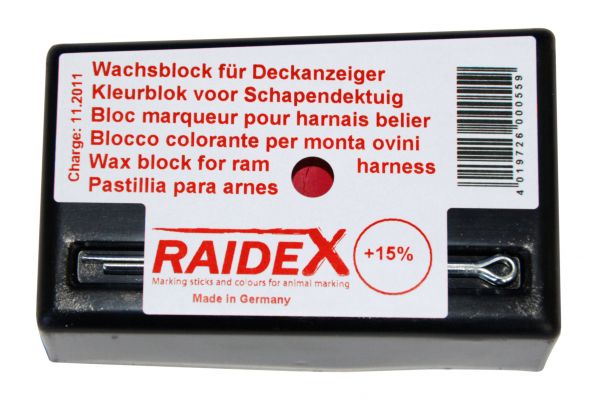 Raidex® Wachsblock ROT für Bocksprunggeschirr, Kreide für Deckanzeiger von Raidex