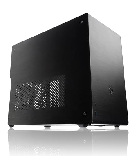 Raijintek Ophion M Evo ALS Black, Aluminium Micro ATX Gehäuse PC mit PCIe Riser, Klein Workstation, nur mit Vertikale Grafikkartenhalterung von Raijintek