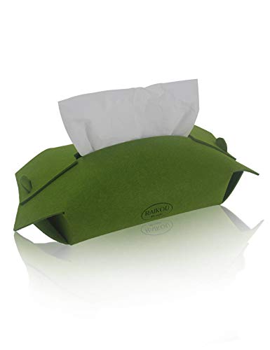 RAIKOU Filz Kosmetiktuchbox Taschentuchbox dekorative Box robuster Taschentuch Spender aus 100% Filz Zupfbox (Grün) von RAIKOU