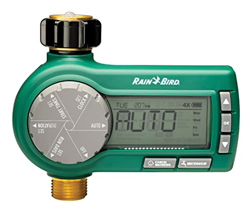 Rain Bird 1ZEHTMRP Premium Pro-Grade Elektronischer Digitaler Schlauch-End-Timer/Controller, eine Zone/Station, batteriebetrieben, Messing-Einlass/Auslass von Rain Bird