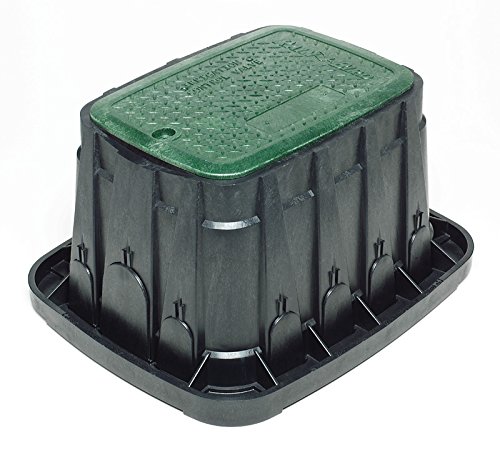 Rain Bird VB-STD-H VB Standard-Tonne mit Verschluss, schwarzer Körper und grüner Deckel mit Sechskantschraube, 2 breite vorgeschnittene Ausgänge und 11 Seitenausgänge von Rain Bird