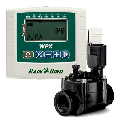 Rain Bird Kit Autonomer Programmierer mit Batterien WPX1 Elektroventil 1 Zoll 9 V 100DVF mit Durchflussregler von Rain Bird