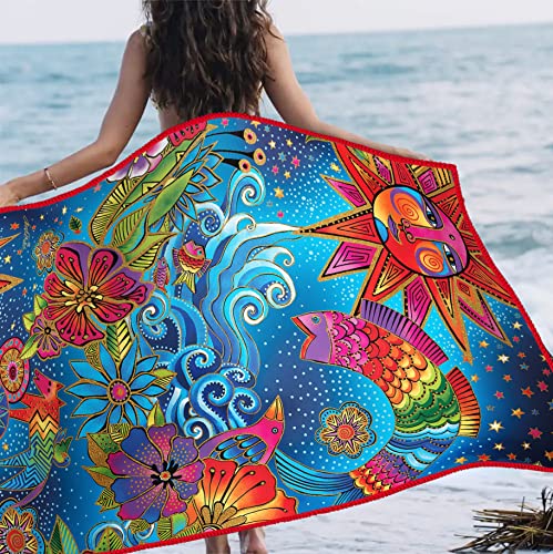 Laurel Burch Celestial Magic großes, übergroßes Mikrofaser-Strandtuch, 101.6x160 cm, sandfrei, schnelltrocknend, ultraweich, Pool und Yoga, inklusive passender Reisetasche mit Kordelzug Laurel Burch Celestial Magic großes, übergroßes Mikrofaser-Strandtuch, 101.6x160 cm, sandfrei, schnelltrocknend, ultraweich, Pool und Yoga, inklusive passender Reisetasche mit Kordelzug von RainCaper