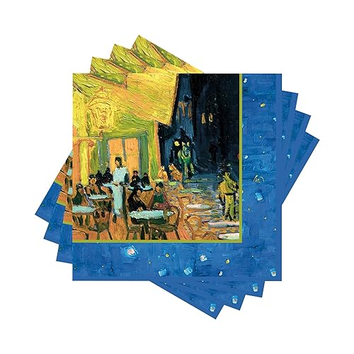 RainCaper 20 Stück Getränke-Servietten, van Gogh "Cafe Terrace" | 5 x 5 Cocktail-Servietten gefaltet, Einweg-Party-Servietten für Hochzeiten, Baby- und Brautpartys, Geburtstage, Abschlussfeiern von RainCaper