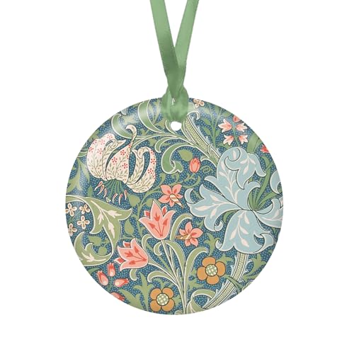 Weihnachtsbaumschmuck, Porzellan, William Morris Goldene Lilie, feine Kunst, Andenken, Ornament von RainCaper Weihnachtsbaumschmuck, Porzellan, William Morris Goldene Lilie, feine Kunst, Andenken, Ornament von RainCaper von RainCaper