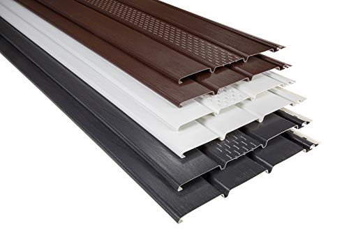 RAINWAY Kunststoffpaneele & Zubehör - Verkleidung von Dachüberständen, Decken- & Wandflächen - (5 Paneele, 3m perforiert braun) Holzoptik Holzmaserung von RainWay