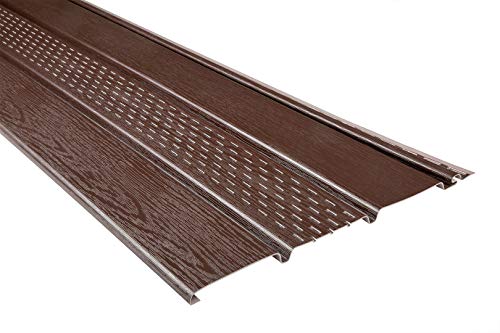 RAINWAY Kunststoffpaneele & Zubehör braun - Verkleidung von Dachüberständen, Decken- & Wandflächen - (5 Paneele, 3m perforiert) Holzoptik Holzmaserung von RainWay
