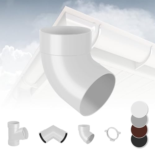 RAINWAY L Regenrinnen System (Rohrbogen 67° einfach weiß) - PVC-U Kunststoff in 4 Farben, für Dachflächen > 100m² empfohlen, Eckstück Bogen 67 Grad von RainWay