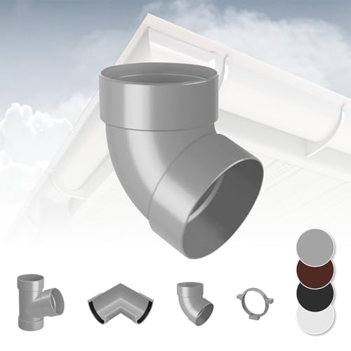 RAINWAY L Regenrinnen System (Rohrbogen 67° zweifach grau) - PVC-U Kunststoff in 4 Farben, für Dachflächen > 100m² empfohlen, Eckstück Bogen 67 Grad von RainWay