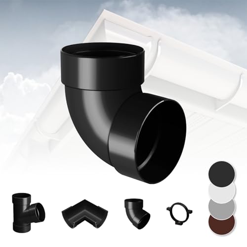 RAINWAY L Regenrinnen System (Rohrbogen 87° zweifach anthrazit) - PVC-U Kunststoff in 4 Farben, für Dachflächen > 100m² empfohlen, Eckstück Bogen 87 Grad von RainWay