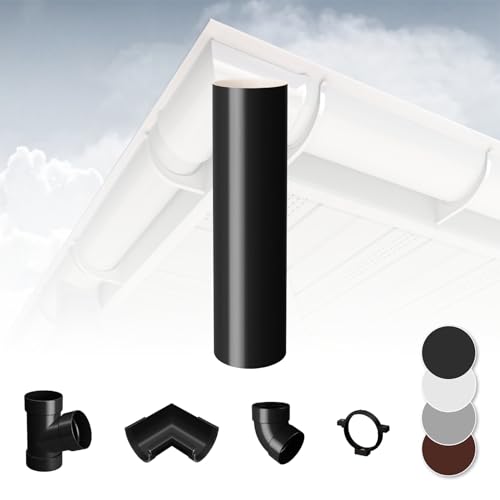 RAINWAY S Regenrinnen System (Fallrohr anthrazit) - PVC-U Kunststoff in 4 Farben, für Dachflächen < 100m² empfohlen, Kunststoffrinne Carport Entwässerung von RainWay