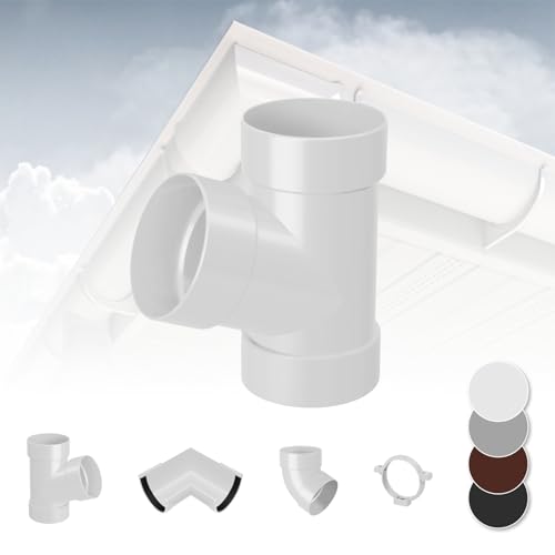 RAINWAY S Regenrinnen System (Rohrabzweig 67° weiß) - PVC-U Kunststoff in 4 Farben, für Dachflächen < 100m² empfohlen, Abzweig Rohrbogen Zubehör von RainWay