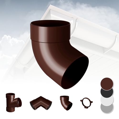 RAINWAY S Regenrinnen System (Rohrbogen 67° einfach braun) - PVC-U Kunststoff in 4 Farben, für Dachflächen < 100m² empfohlen, Eckstück Bogen 67 Grad von RainWay
