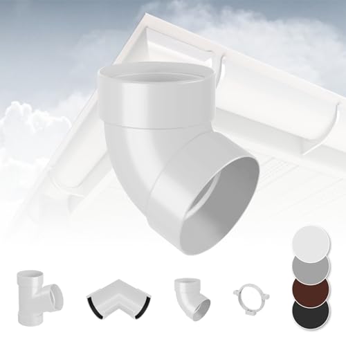 RAINWAY S Regenrinnen System (Rohrbogen 67° zweifach weiß) - PVC-U Kunststoff in 4 Farben, für Dachflächen < 100m² empfohlen, Eckstück Bogen 67 Grad von RainWay