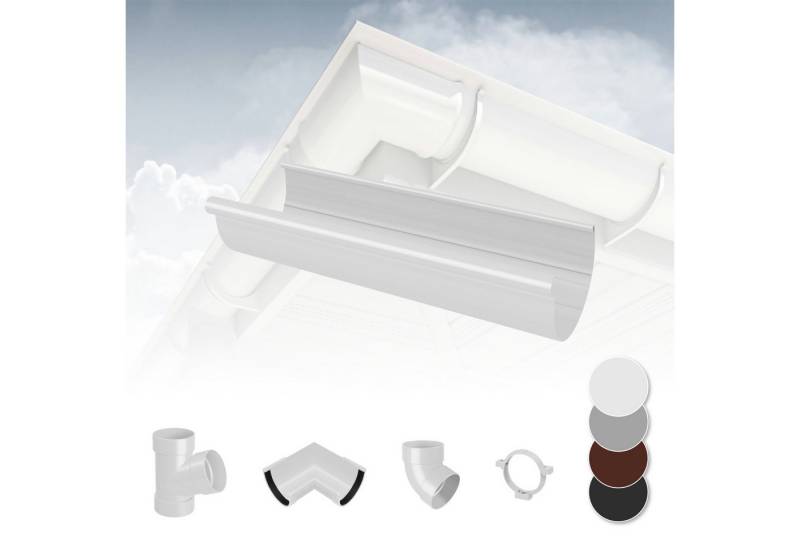 RainWay Dachrinne, Regenrinnen System (Dachrinne) - PVC-U Kunststoff in 4 Farben, für Dachflächen < 100m² empfohlen, Dachrinnen halbrund PVC Plastik von RainWay