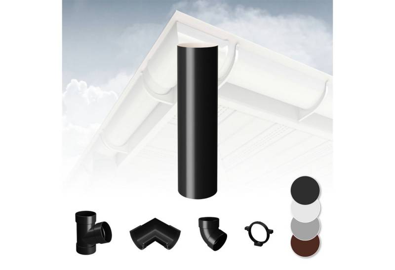 RainWay Dachrinne, Regenrinnen System (Fallrohr) - PVC-U Kunststoff in 4 Farben, für Dachflächen < 100m² empfohlen, Kunststoffrinne Carport Entwässerung von RainWay