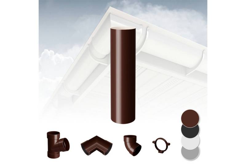 RainWay Dachrinne, Regenrinnen System (Fallrohr) - PVC-U Kunststoff in 4 Farben, für Dachflächen < 100m² empfohlen, Kunststoffrinne Carport Entwässerung von RainWay