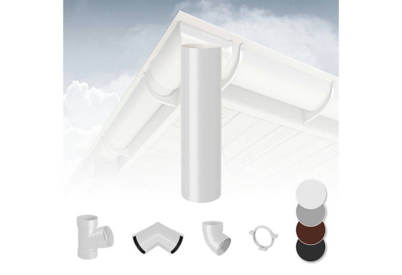 RainWay Dachrinne, Regenrinnen System (Fallrohr) - PVC-U Kunststoff in 4 Farben, für Dachflächen < 100m² empfohlen, Regenfallrohr PVC Plastik Gartenhaus von RainWay