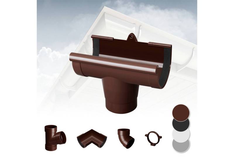 RainWay Dachrinne, Regenrinnen System (Rinnenstutze) - PVC-U Kunststoff in 4 Farben, für Dachflächen < 100m² empfohlen, Ablauf Ablaufstutzen Einhangstutzen von RainWay