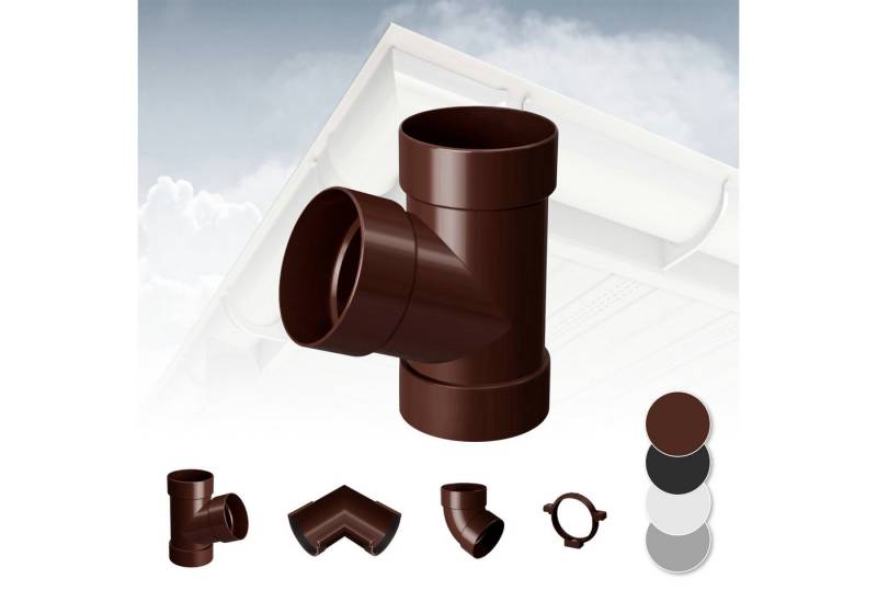 RainWay Dachrinne, Regenrinnen System (Rohrabzweig 67) - PVC-U Kunststoff in 4 Farben, für Dachflächen < 100m² empfohlen, Abzweig Rohrbogen Zubehör von RainWay