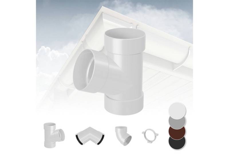 RainWay Dachrinne, Regenrinnen System (Rohrabzweig 67) - PVC-U Kunststoff in 4 Farben, für Dachflächen > 100m² empfohlen, Abzweig Rohrbogen Zubehör von RainWay