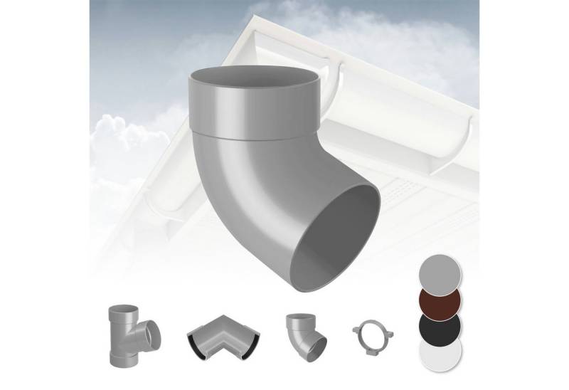 RainWay Dachrinne, Regenrinnen System (Rohrbogen 67° einfach) - PVC-U Kunststoff in 4 Farben, für Dachflächen > 100m² empfohlen, Eckstück Bogen 67 Grad von RainWay