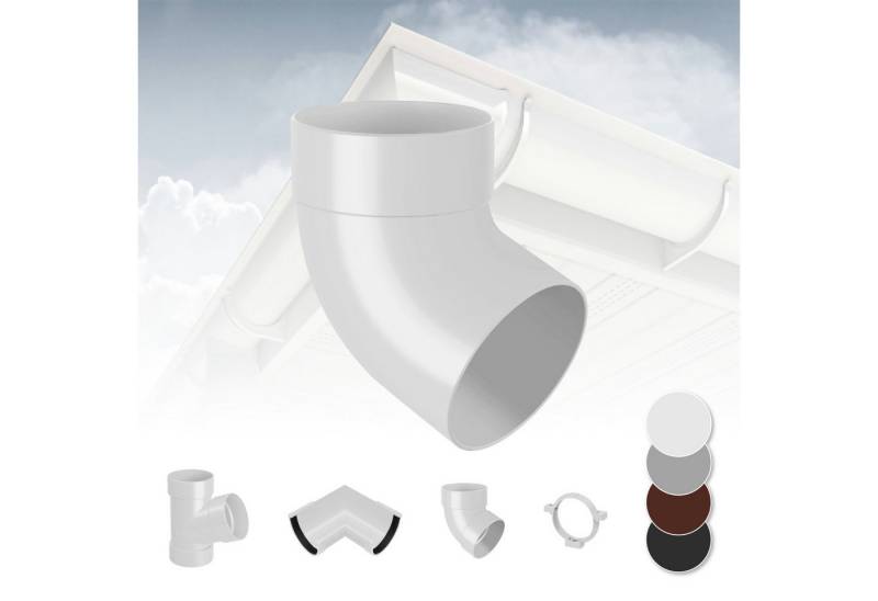 RainWay Dachrinne, Regenrinnen System (Rohrbogen 67° einfach) - PVC-U Kunststoff in 4 Farben, für Dachflächen > 100m² empfohlen, Eckstück Bogen 67 Grad von RainWay