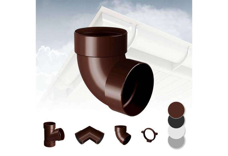 RainWay Dachrinne, Regenrinnen System (Rohrbogen 87° zweifach) - PVC-U Kunststoff in 4 Farben, für Dachflächen > 100m² empfohlen, Eckstück Bogen 87 Grad von RainWay