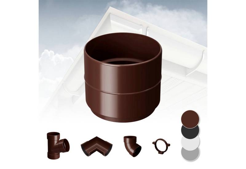 RainWay Dachrinne, Regenrinnen System (Rohrmuffe) - PVC-U Kunststoff in 4 Farben, für Dachflächen < 100m² empfohlen, Muffe Zubehör Plastik Verbinder von RainWay