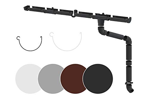 RAINWAY S Regenrinnen Komplettset (1 Dachseite) - PVC-U Kunststoff in 4 Farben, für Dachflächen < 100m² empfohlen (Set min. 2 Meter, anthrazit) Dachrinne Gartenhaus Carport von RainWay