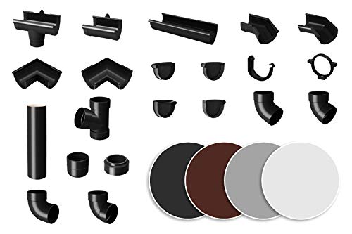 RAINWAY L Regenrinnen System (Dachrinne anthrazit) - PVC-U Kunststoff in 4 Farben, für Dachflächen > 100m² empfohlen, Regenrinne Gartenhaus Carport von RainWay