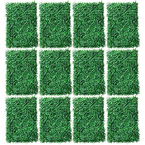 12 Stück Pflanzen Wand Künstlich Hecke Kunstpflanzen Rasen Wand Pflanzenwand Panels Gartendekor 60 * 40 cm von RainWeel