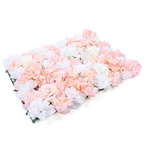 RainWeel 4PCS Hellrosa künstliche Blumenwand, Künstliche Blumenwand Dekoration Hintergrund Party, Rose Flower Panel Wand Wohnkultur Hochzeit Hintergrund(60 x 40cm) von RainWeel