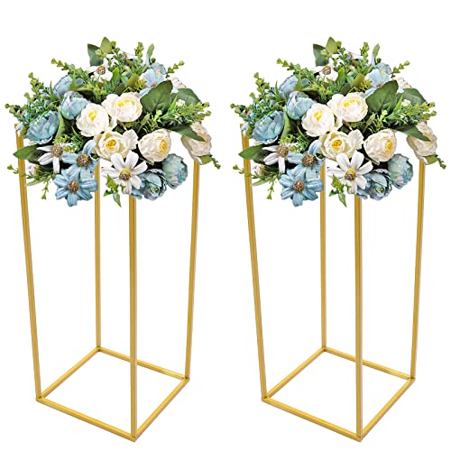 Blumenständer 2er Set Blumenhocker Gold Blumensäule Metall Modern Pflanzenständer 60 x 25 x 25 cm von RainWeel