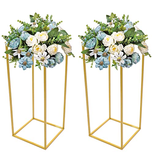 Blumenständer 2er Set Blumenhocker Gold Blumensäule Metall Modern Pflanzenständer 60 x 25 x 25 cm von RainWeel