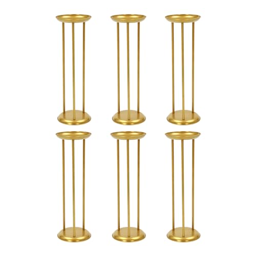 Blumenständer Gold 6 Stück Blumenhocker Metall Blumenvasen Mittelstücke Dekosäule Zylindrisches Blumengestell (Hoch: 60 cm) von RainWeel