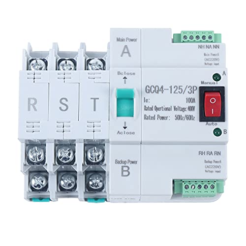 Dual Power Transferschalter, 3P AC Automatischer Umschalter Transfer Switch 220V PC Level Kippschalter für Generatoren (100A) von RainWeel