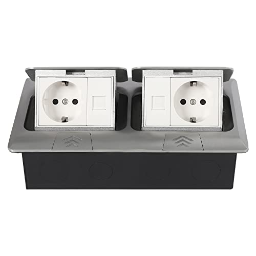 Einbausteckdosen Versenkbare Steckdose Einbausteckdose Dual Networks&Sockets 250V 16A Bodensteckdose Wasserdicht Feuchtigkeitsbeständig von RainWeel