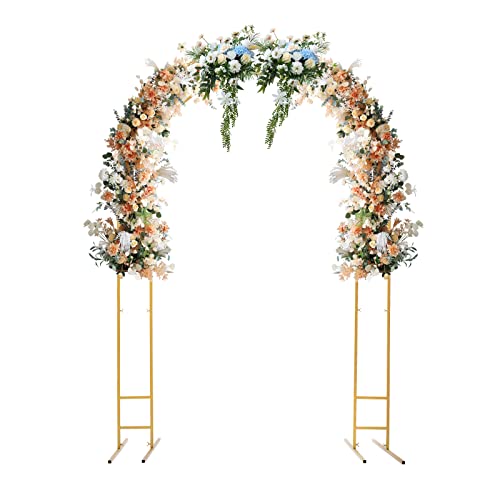 Hochzeitsbogen Ballonbogen Doppelrohr Arch Gartenbogen Traubogen 150 * 50 * 220cm Metall Ständer Blumenbogen Hintergrund Dekor für Hochzeit,Party, Garten (Gold) von RainWeel