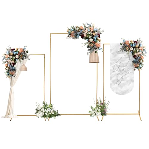 Hochzeitsbogen Gestell Traubogen Bogenständer 3er-Set Metallbogen 0.8x1.6m + 0.95x1.9m + 1.1x2.2m (Gold) von RainWeel